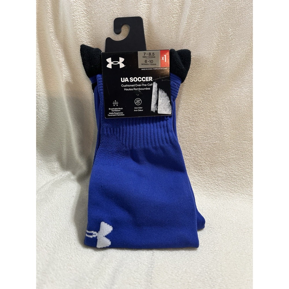 Under Armour Socks Royal Blue Cushioned UA Soccer Over-the-Calf Logo Men 7-8.5